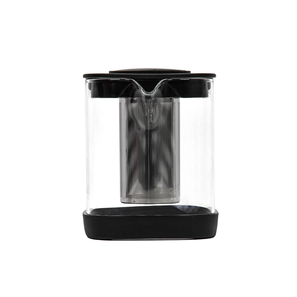 TEEKANNE quadratisch mit Teesieb 1 l - Schwarz, Glas (1L)