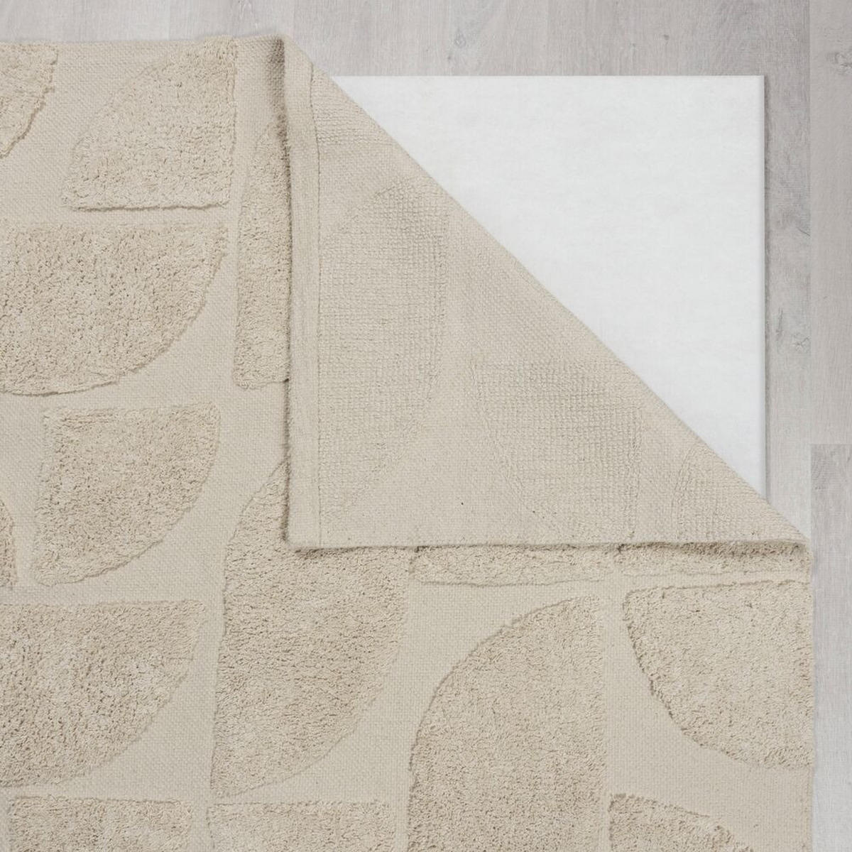 BAUMWOLLTEPPICH Bogen-Design naturfarben ITCHEN, Naturfarben 120x170 cm - Naturfarben, Textil (120/170cm) - KADIMA DESIGN
