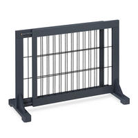 ABSPERRGITTER Grau Schwarz ausziehbar Holz 70-108 cm - Grau, Holz/Metall (108/32cm) - Relaxdays