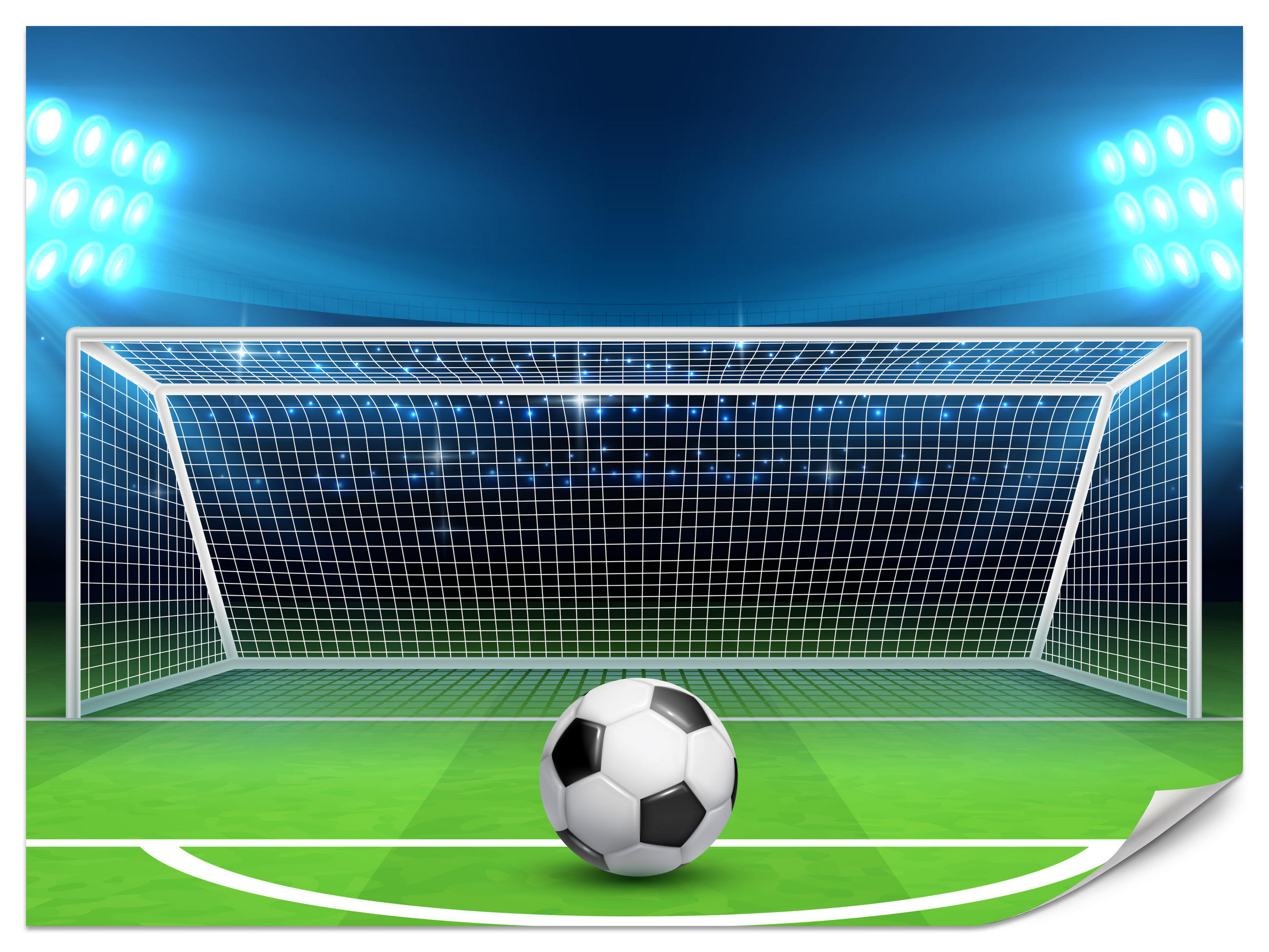 FOTOTAPETE für Jugendzimmer Elfmeter Schuss Linie Fußball 250x175 - Blau/Schwarz, Papier (250/175cm) - Muralo