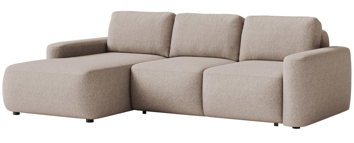 ECKSOFA Carnos Mini Beige Chenille - Beige/Schwarz, Kunststoff/Textil (238/164cm) - Selsey