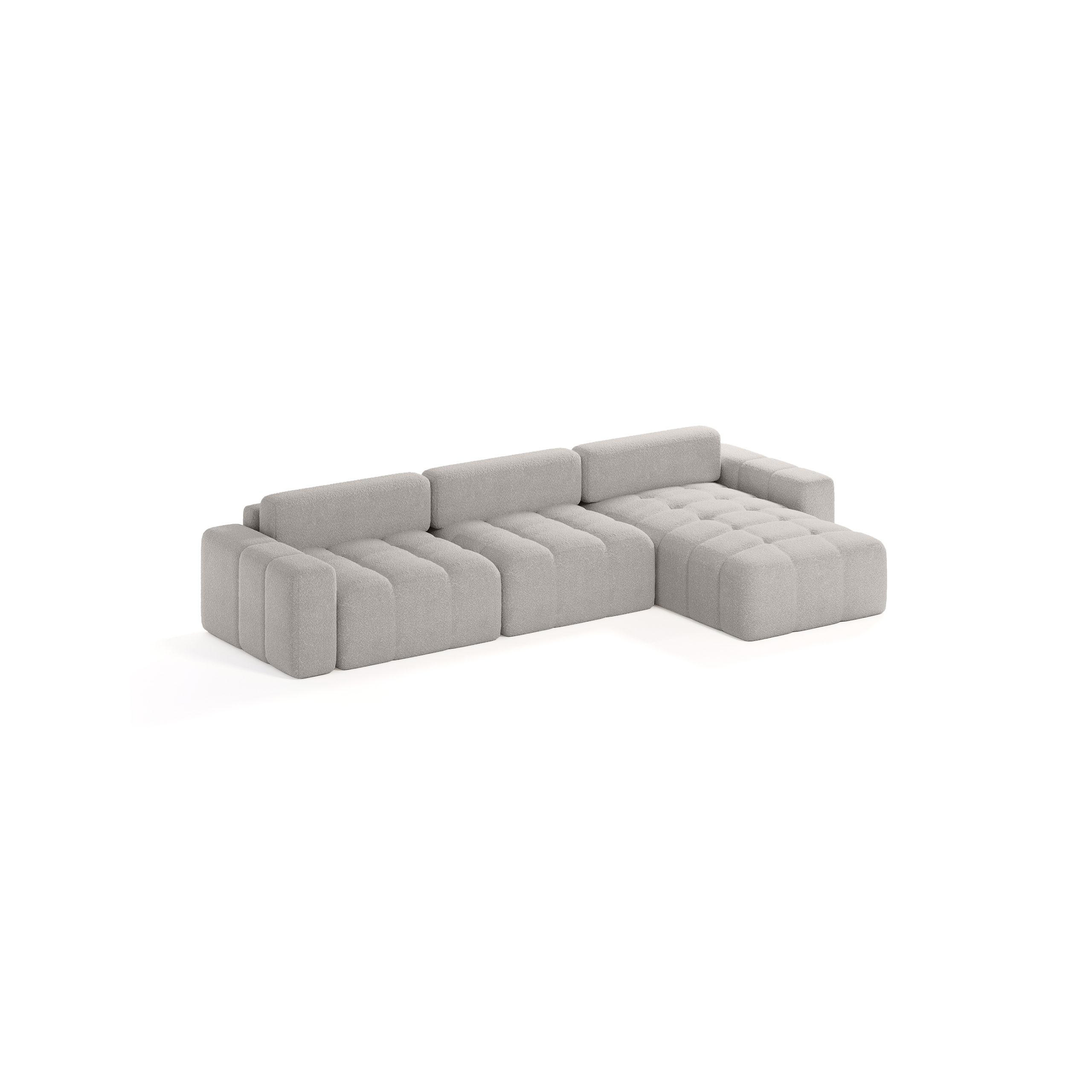 ECKSOFA Bouclé-Stoff 8 Sitzer Bornum So, Hellgrau - Hellgrau, Textil (346/170cm) - Meblito