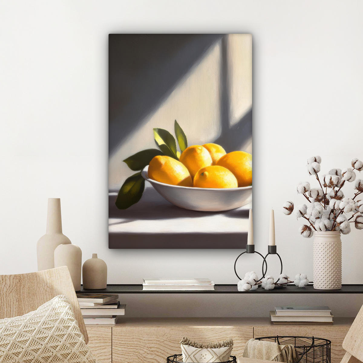 LEINWANDBILD Zitronen - Stilleben - Gelb Wanddeko Schlafzimmer 60x90 cm - Gelb, Textil (60/90cm) - MuchoWow