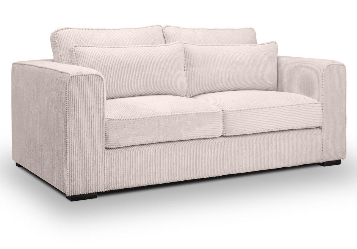 SOFA grau-beige Cord 2,5-Sitzer 200 cm, Couch mit Wellenfederung - Beige/Schwarz, Holzwerkstoff/Kunststoff (200/92/112cm) - Inn.Furn