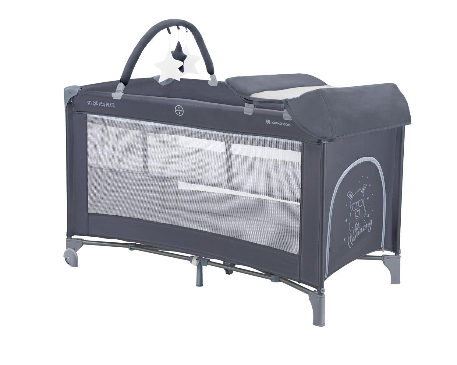 REISEBETT So Gifted Plus blau zwei Ebenen, Spielbogen, Wickelauflage, Räder - Blau, Kunststoff (60/120cm) - Kikka boo