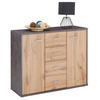 SIDEBOARD JAMIE - Dunkelgrau/Eiche Wotan, Holzwerkstoff (88/70/30cm) - CARO-Möbel