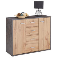 SIDEBOARD JAMIE - Dunkelgrau/Eiche Wotan, Holzwerkstoff (88/70/30cm) - CARO-Möbel