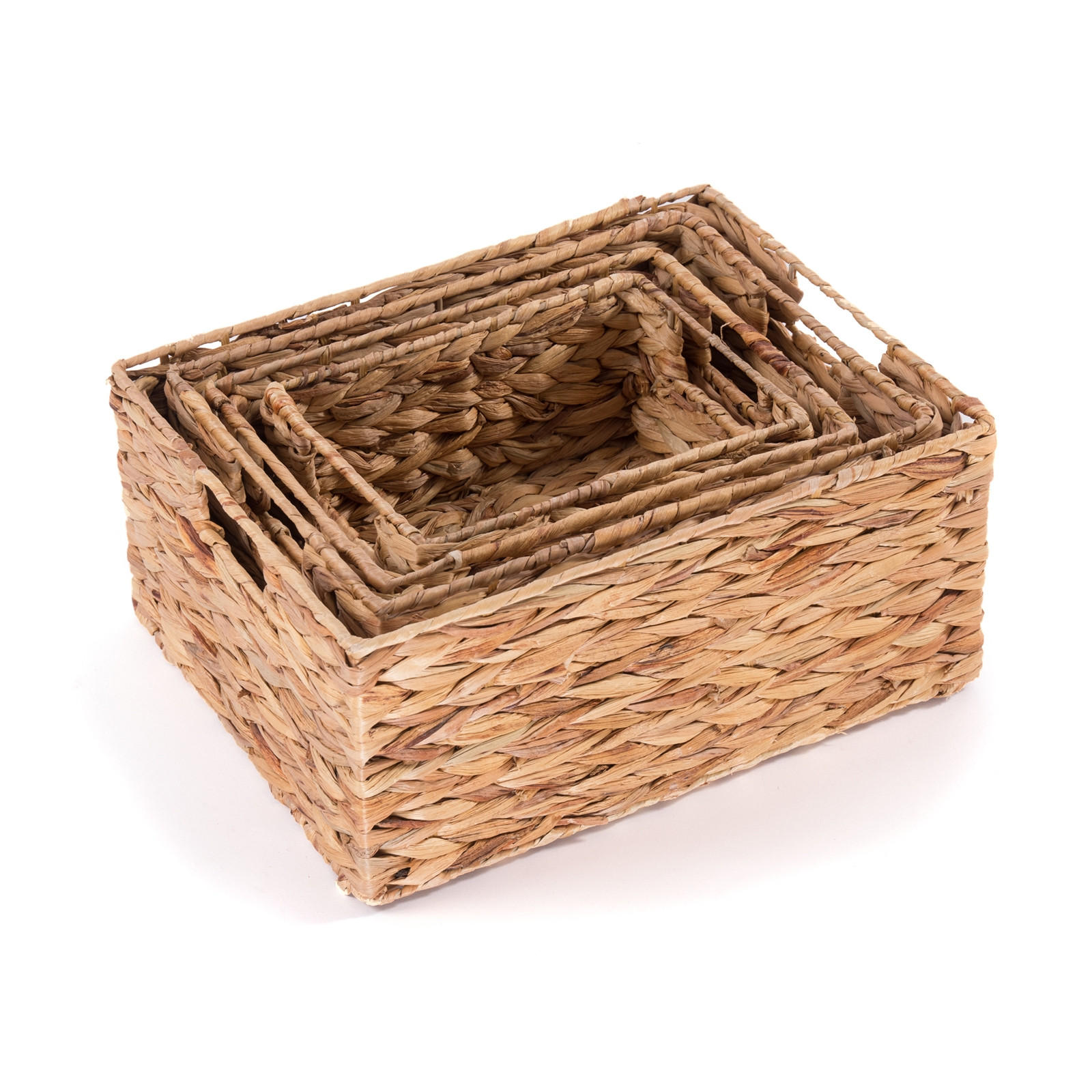 AUFBEWAHRUNGSBOX-SET Cesto 4-teilig Wasserhyazinthe geflochten, 4 verschiedene Größen naturfarben - Naturfarben, Naturmaterialien (18cm) - CREEDWOOD