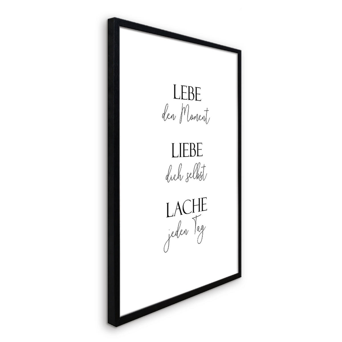 BILD mit Rahmen 51x71 cm Spruch: Leben Liebe Lachen - Weiß, Holz (51/71cm) - artissimo