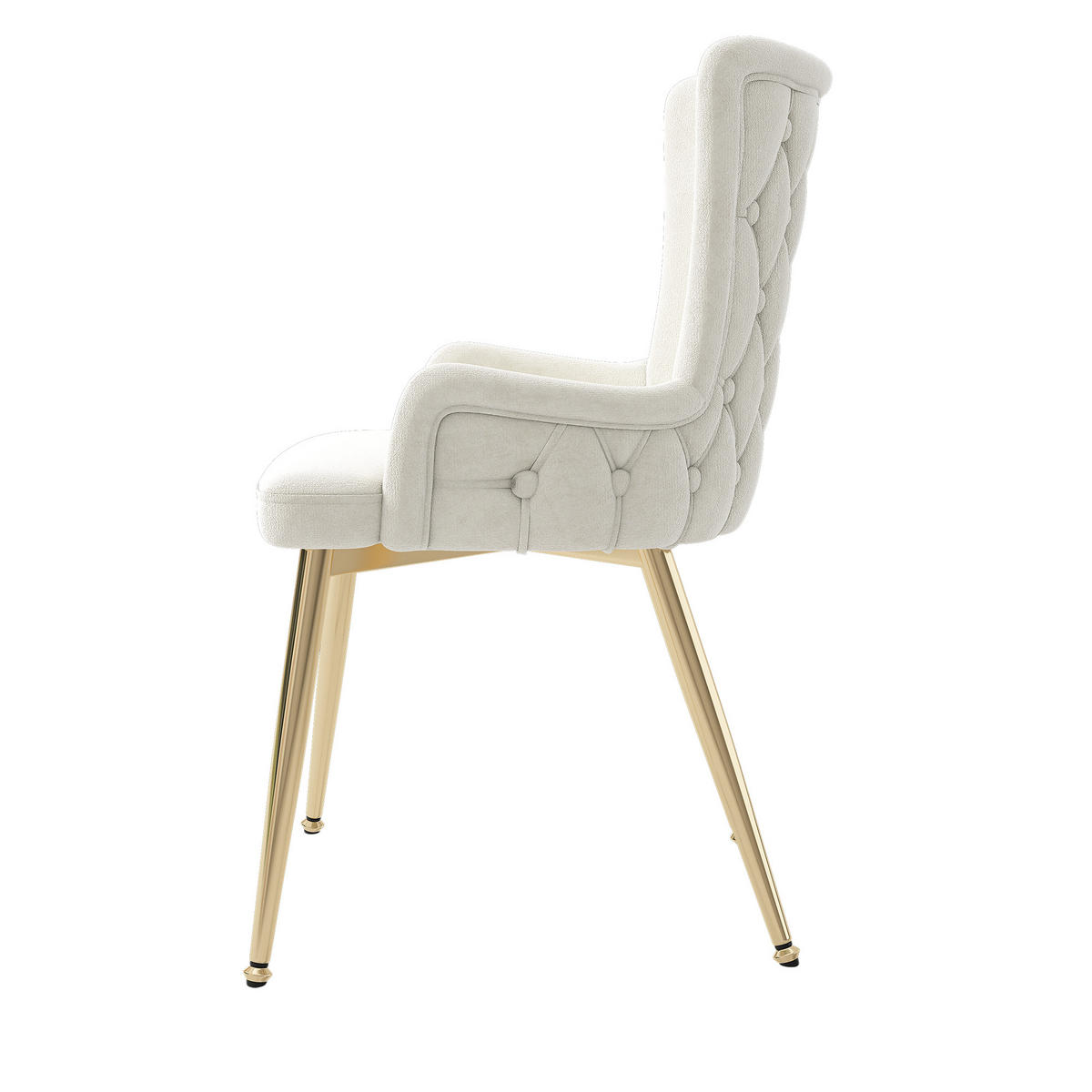 ESSTISCH SET mit 4 Stühlen, Weißer Marmoroptik und Goldene Beine - Beige, Holzwerkstoff/Textil (110/74.6/110cm) - Urban Meuble
