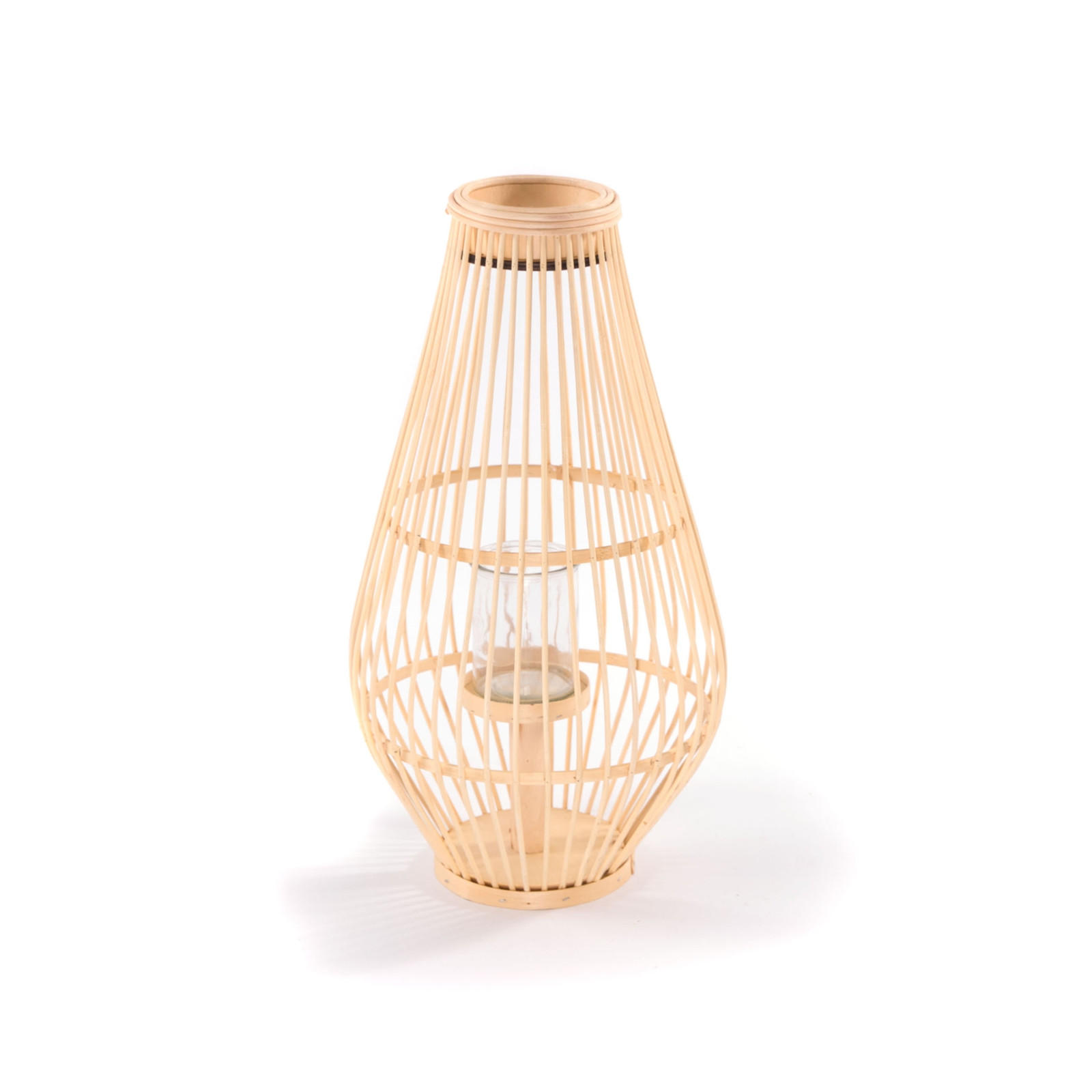 LATERNE Finn 50 Bambus, mit Windlicht-Glaseinsatz natur-schwarz - Naturfarben, Holz (26/50/26cm) - CREEDWOOD