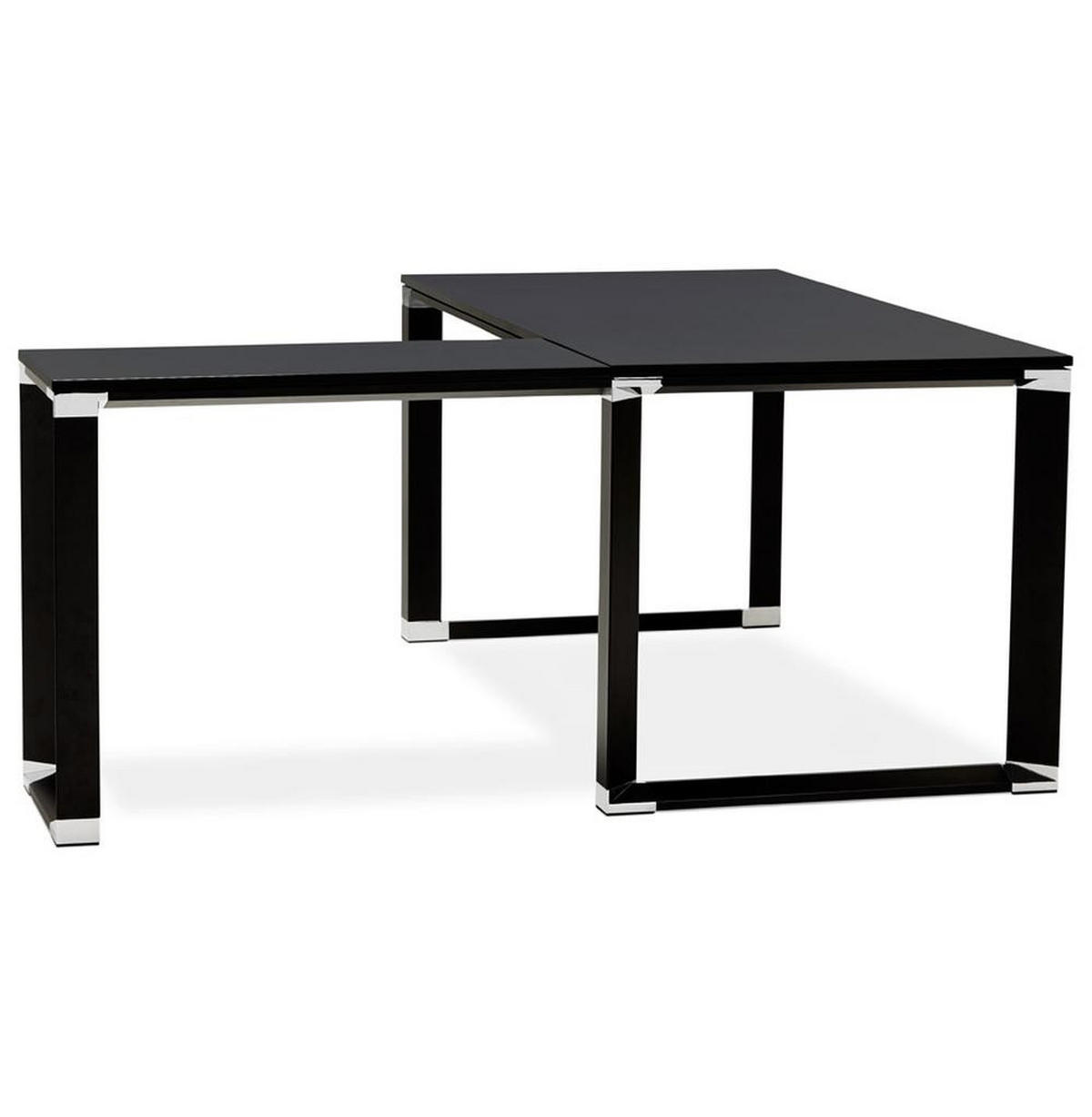 ECKSCHREIBTISCH Holz Metall Chromakzente KERIX, Schwarz 170x160x74 cm - Schwarz, Holz/Metall (160/170/74cm) - KADIMA DESIGN