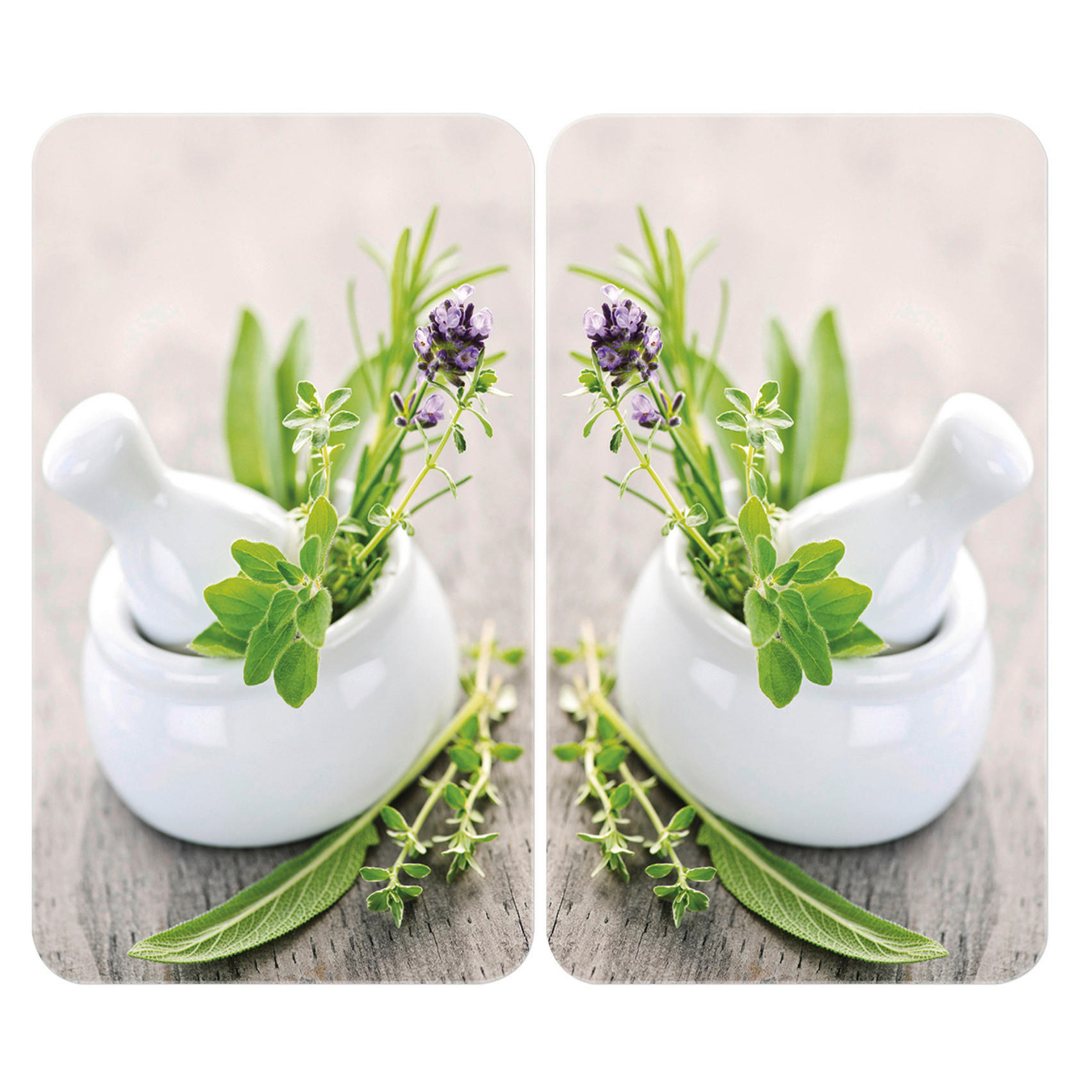 GLASPLATTEN für Herd — 2 Stück Herb Garden 52/30/0,5 cm - Multicolor, Glas (30/0.5/52cm) - Wenko