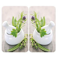 GLASPLATTEN für Herd — 2 Stück Herb Garden 52/30/0,5 cm - Multicolor, Glas (30/0.5/52cm) - Wenko