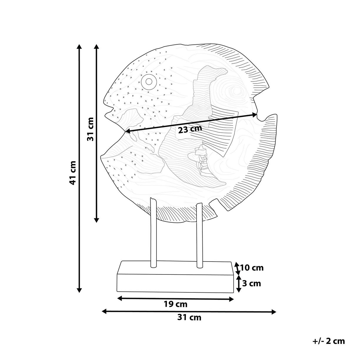DEKOFIGUR Heller Holzfarbton Plaice Fish - Hellbraun/Schwarz, Holz (31/41/10cm) - Beliani