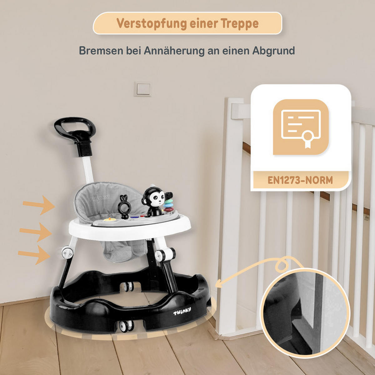 LAUFLERNWAGEN mit Spielset & Bodenmatte Schwarz - Schwarz, Kunststoff (70/70cm) - Twinky