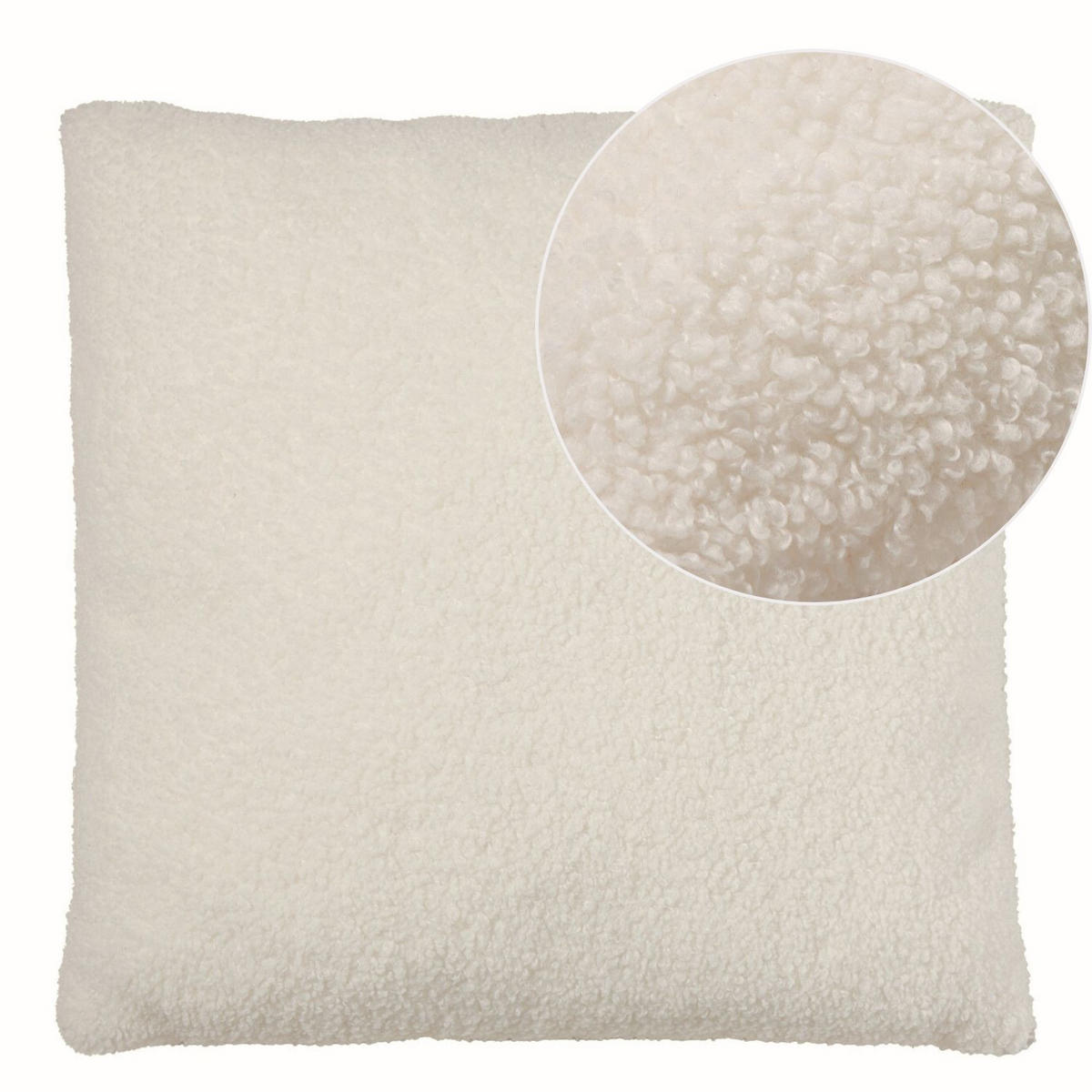 FELLKISSEN, Bouclé Teddy Zierkissen Natur Flauschkissen Dekokissen 40x40cm - Naturfarben, Textil (40/40cm) - nordic coast company
