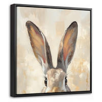 LEINWAND Bilder mit Rahmen - Hase - Ohren - Braun - 20x20 - Beige, Textil (20/20cm) - MuchoWow