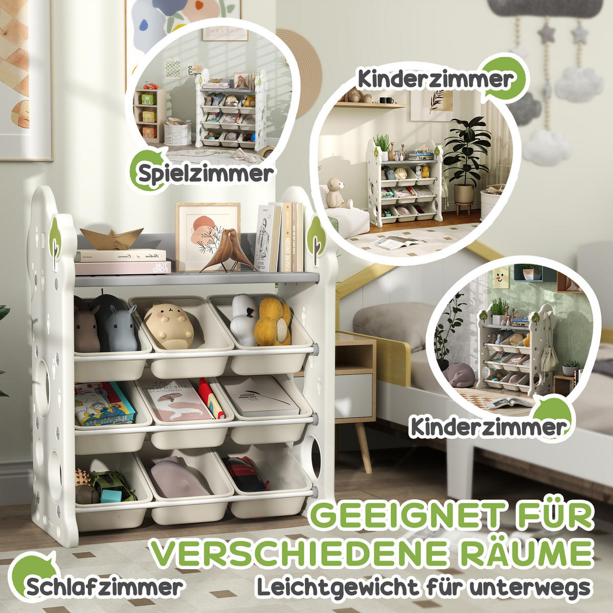 KINDERREGAL - Creme/Weiß, Kunststoff (42/94/77cm) - AIYAPLAY