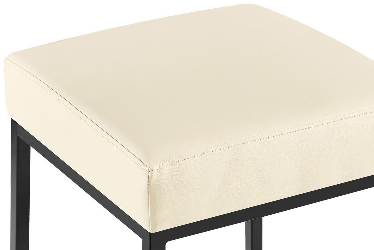 BARHOCKER 2er Set Lederlook creme - Creme/Schwarz, Textil/Metall (37/83/37cm) - CLP