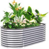 HOCHBEET DE-12272 modular, oval, 160/80/56 cm Silber - Silberfarben, Metall (160/56/80cm) - ComfortXL