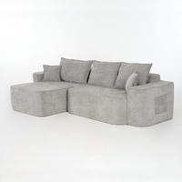 ECKSOFA aus Chenille mit modularem Design, grau - Grau, Textil (144/262cm) - Luhomfu