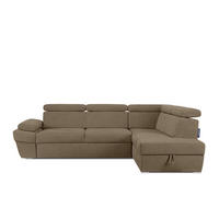 SCHLAFECKSOFA RATLO rechts 4/5-Sitzer mit Bettkasten in Lederoptik, braun - Hellbraun/Silberfarben, Textil (270/190cm) - KONSIMO®