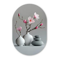 WANDBILD Magnolie - Blumen - Rosa - Zen-Steine Deko Groß 80x120 cm - Hellgrau, Kunststoff (80/120cm) - MuchoWow
