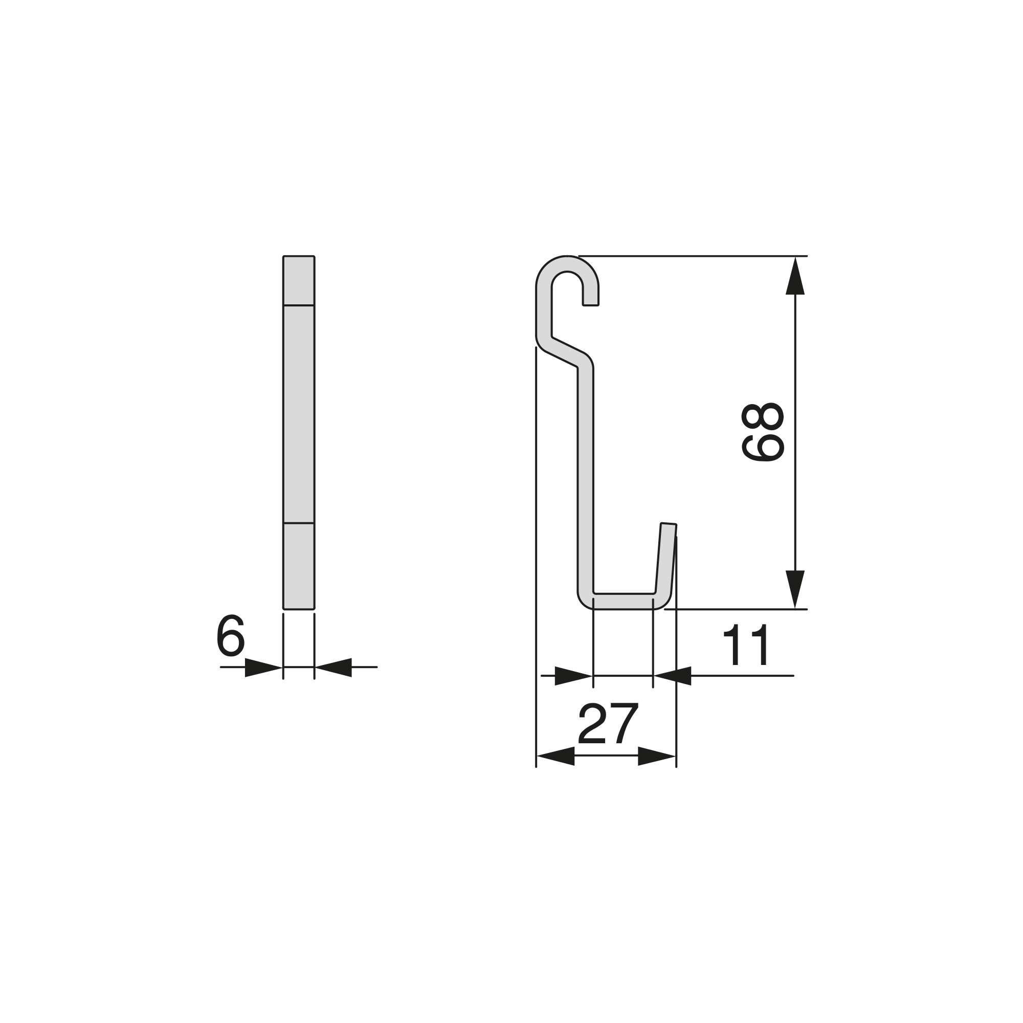 WANDHAKEN Titane zum Aufhängen von Küchenzubehör, Stahl, Anthrazitgrau 5er-set - Anthrazit, Metall (11/2/18cm) - EMUCA