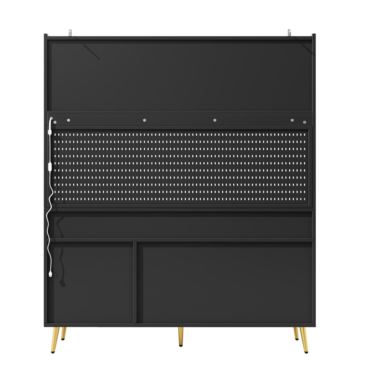 HOCHSCHRANK LED App 145x39x171Cm Lochwand Schwarz - Schwarz, Glas (145/171/39cm) - FLIEKS
