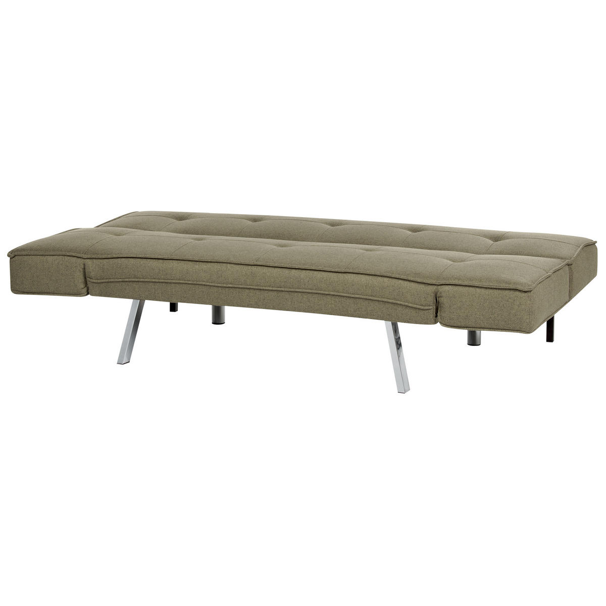 3-SITZER-SCHLAFSOFA Leinenoptik olivgrün/silber Bristol - Silberfarben/Grün, Textil (180/84/93cm) - Beliani