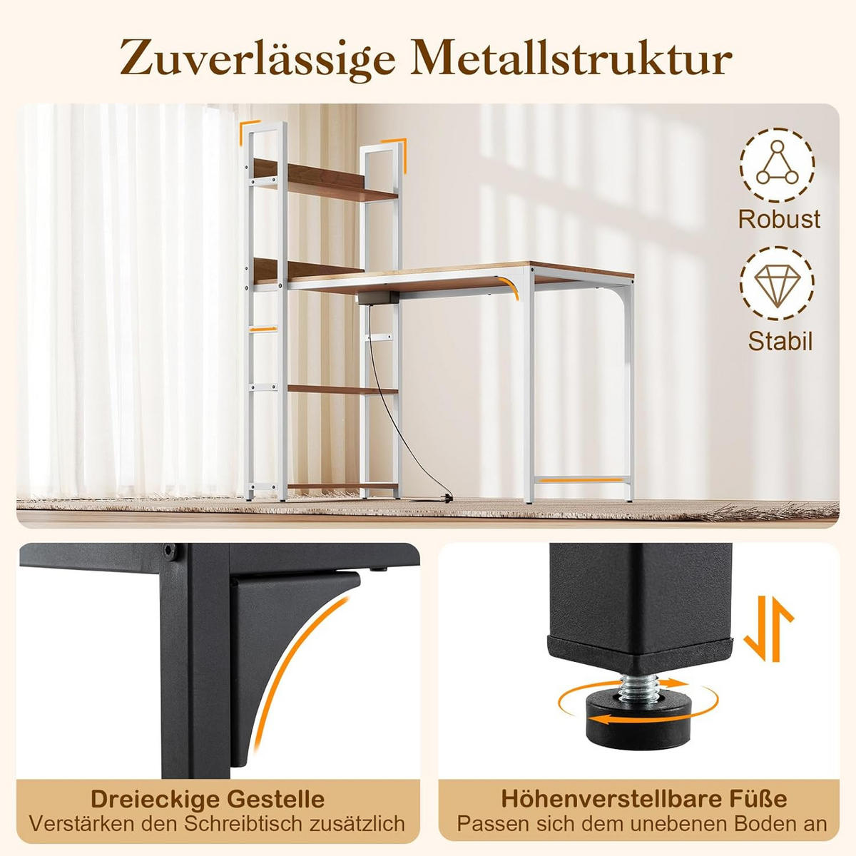 DATORBORD Natur - Naturfärgad, Träbaserade material (65/120/130cm) - COSTWAY