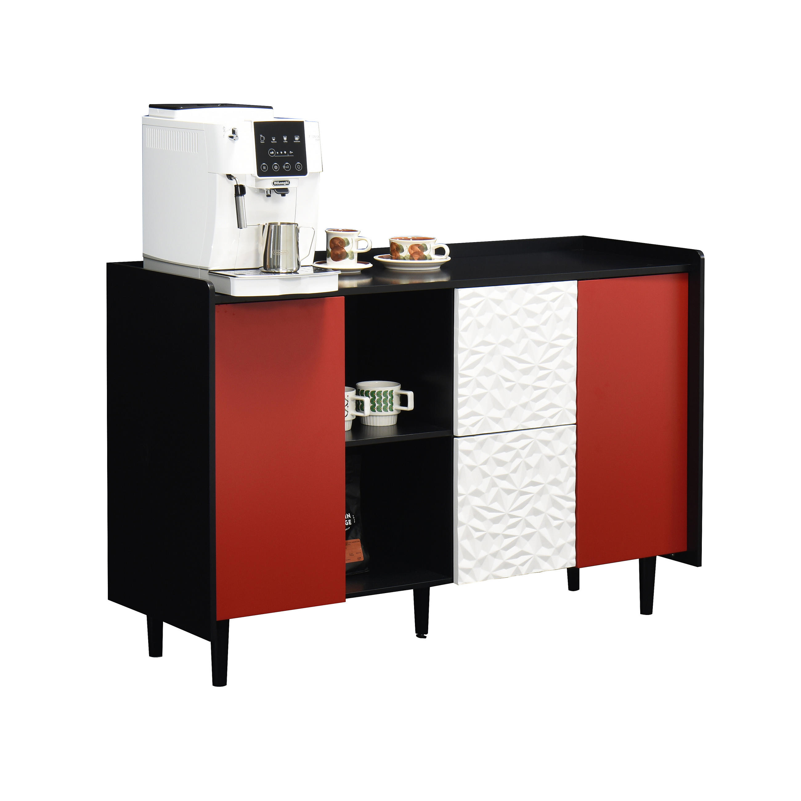 SIDEBOARD Modernes Design Mehrfarbig 120/40/80 cm - Rot/Schwarz, Holzwerkstoff (40/80/120cm) - Urban Meuble