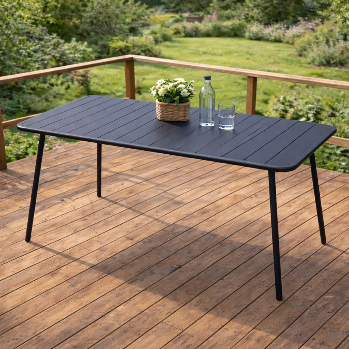 GARTENTISCH Bergame Grau für 6 Personen - Grau, Metall - Concept Usine