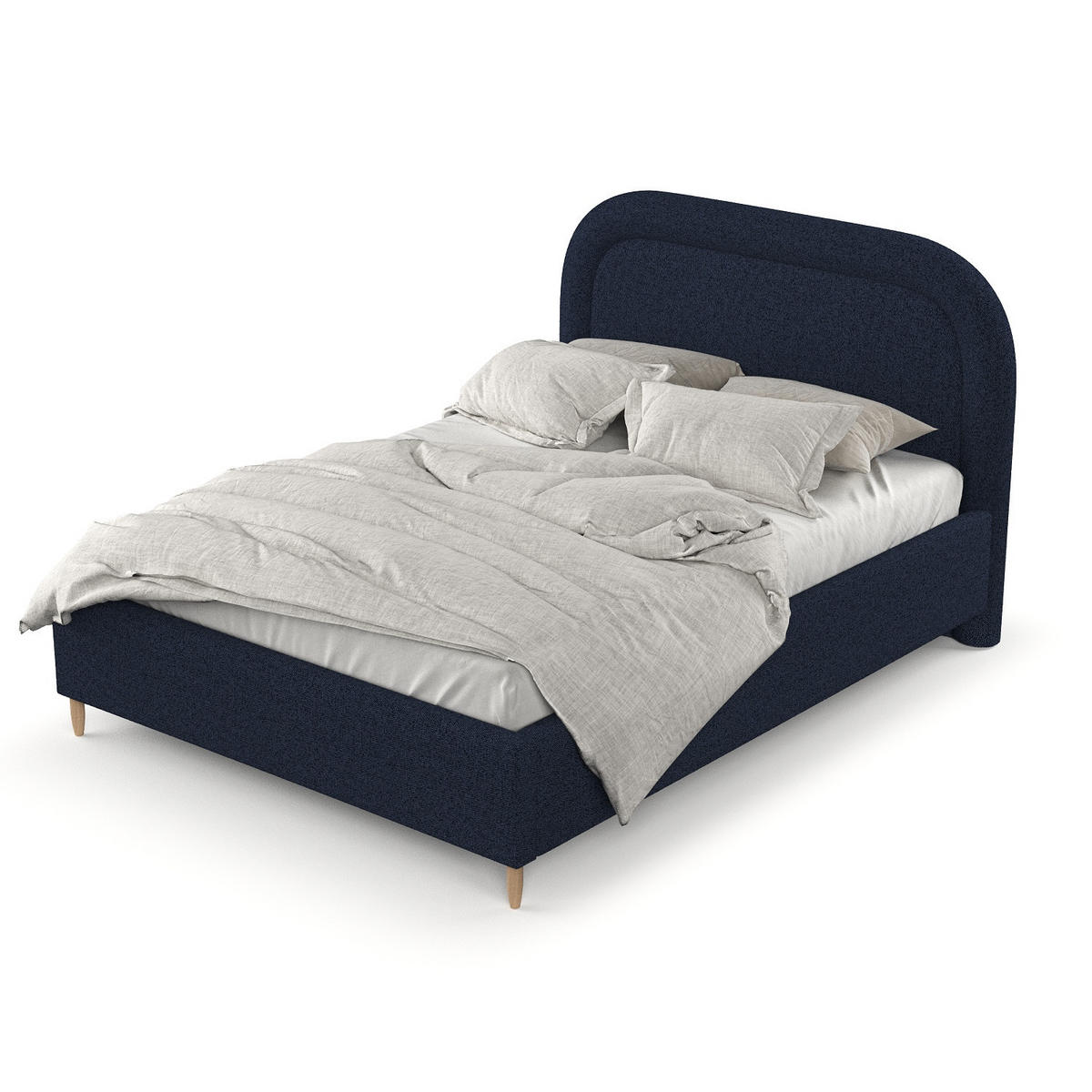 POLSTERBETT Zoya 120/200 cm Marineblau im Riva Stoff - Naturfarben/Dunkelblau, Holz/Holzwerkstoff (120/200cm) - AltaBeds