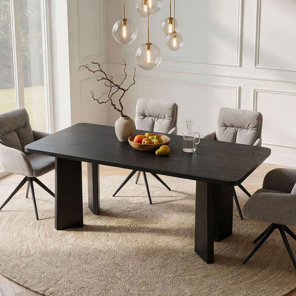 ESSTISCH OLISES schwarz - Schwarz, Holzwerkstoff (90/180/76cm) - IDIMEX