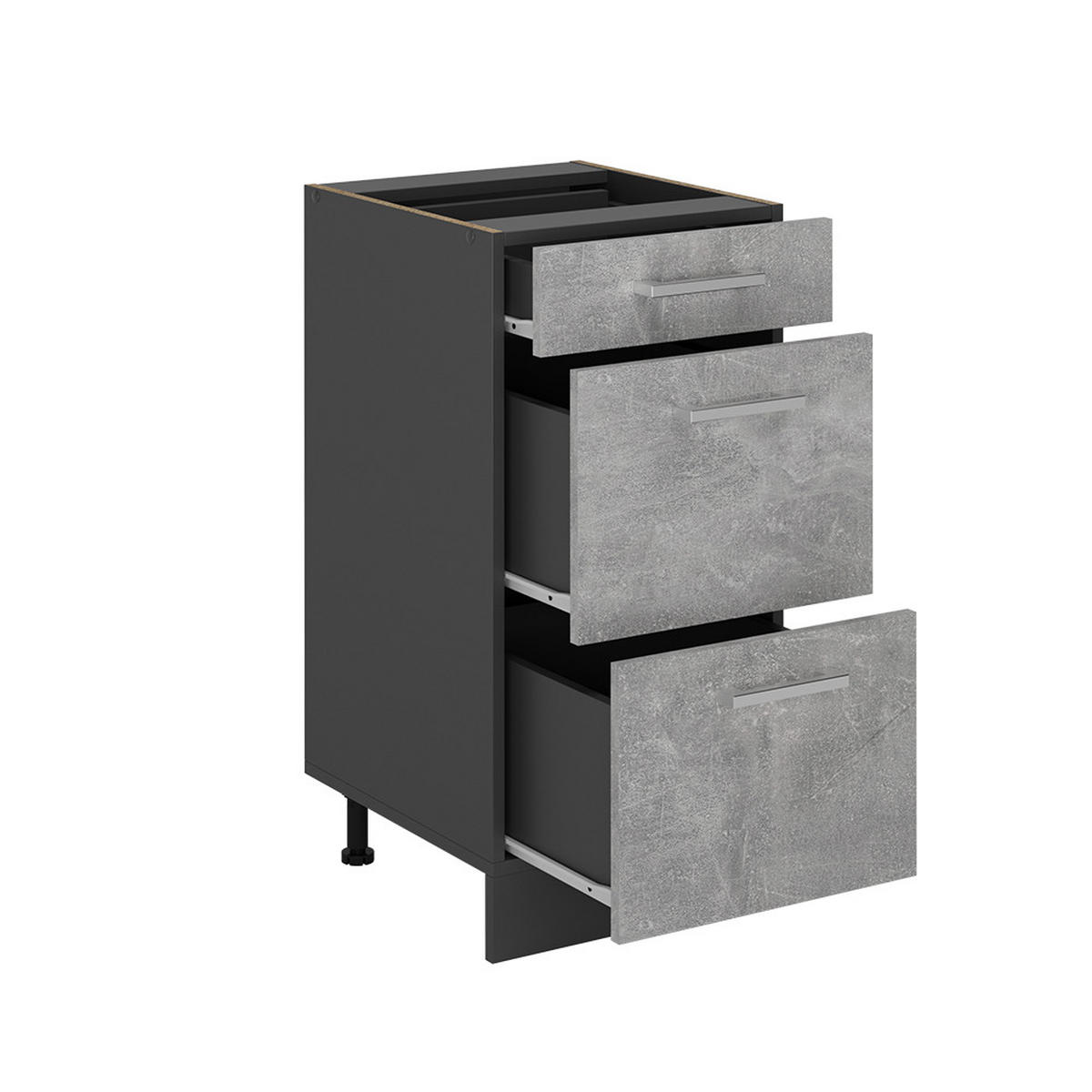KÜCHENUNTERSCHRANK R-Line Beton 40 cm mit Schubladen, AP Marmor - Schieferfarben/Anthrazit, Holzwerkstoff (40/81.6/60cm) - Vicco