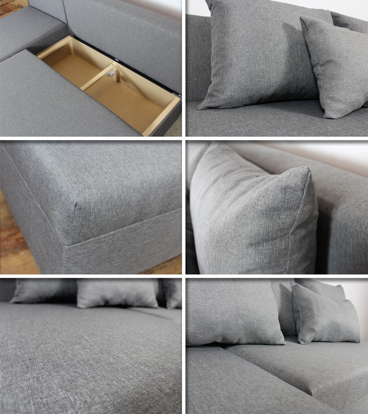 Thumbnail - Sofnet Ecksofa, Dunkelgrau, Textil, 5-Sitzer, L-Form,Rechteckig, 205x142 cm, Wohnzimmer, Sofas & Couches, Wohnlandschaft...