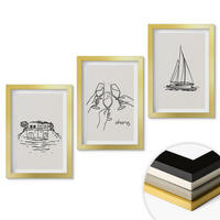 WANDBILDER 3er Set - 20x30 cm Goldrahmen - Haus am Wasser, Segelboot-Toast - Goldfarben, Kunststoff (20/30cm) - ArtPrintCave