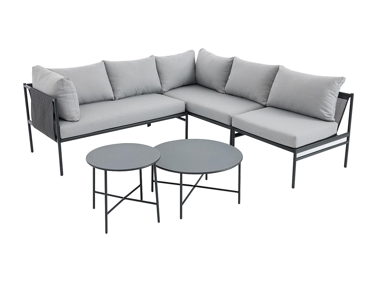 GARTENSITZGRUPPE im Set - 5 Personen - Metall - Anthrazitgrau - - Anthrazit, Metall - Vente-Unique