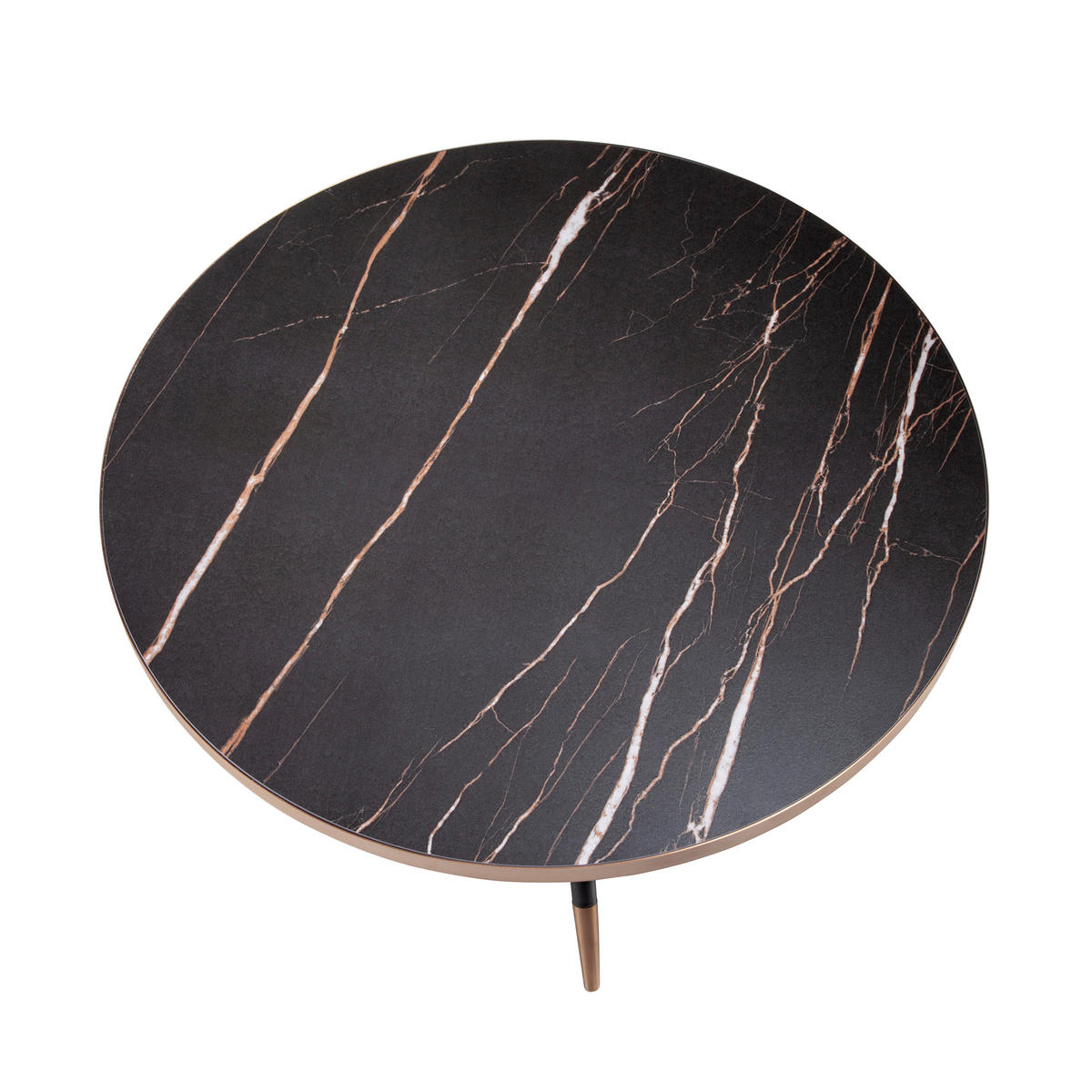 COUCHTISCH Runder Schwarz , Bronze 90/90/30 cm - Schwarz/Bronzefarben, Stein/Metall (90/90/30cm) - ANGEL CERDA