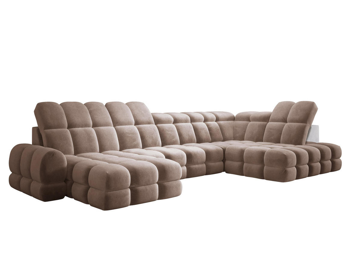 ECKSOFA TOLLO Salvador-stoff U-form 400x217x105 cm braun - Braun, Holz/Textil (217/400cm) - DomoHome