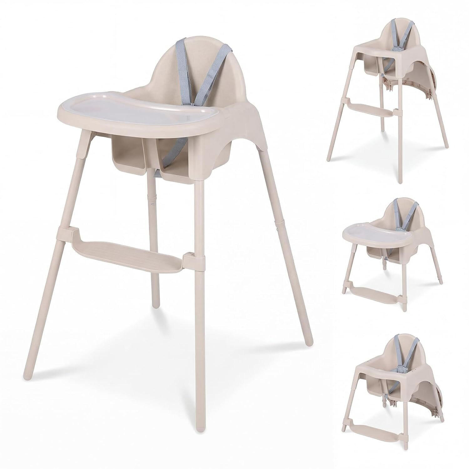 KINDERHOCHSTUHL aus Metall beige - Beige, Metall (56/56.5/46cm) - COSTWAY