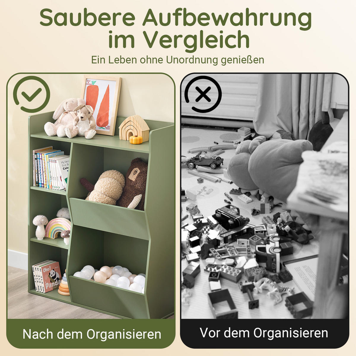 KINDERREGAL Grün - Grün, Holzwerkstoff (80/104/34cm) - SoBuy