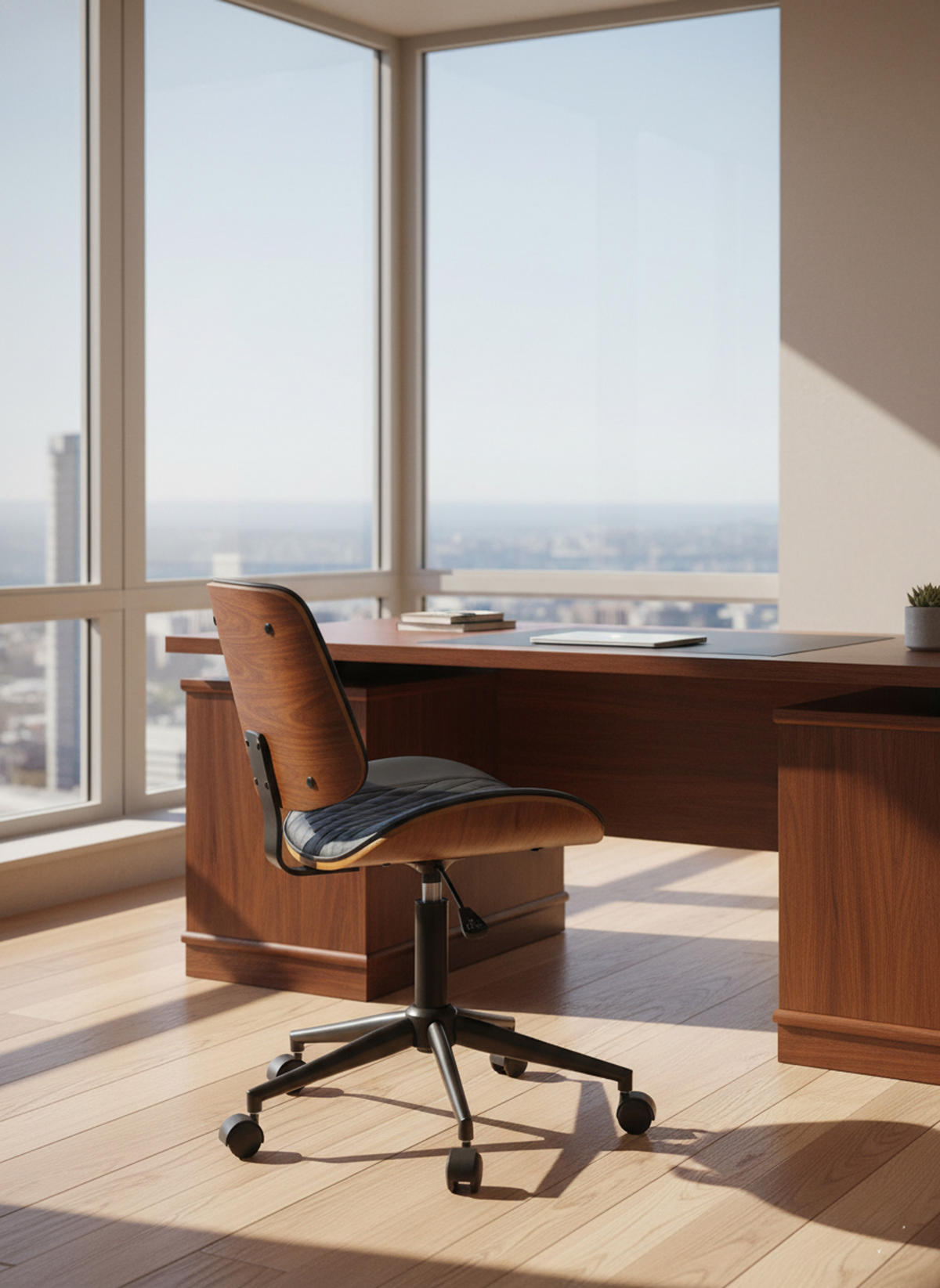 BÜROSTUHL Omnix Kunstleder walnuss/schwarz - Schwarz, Metall (50/94/54cm) - TPFLiving