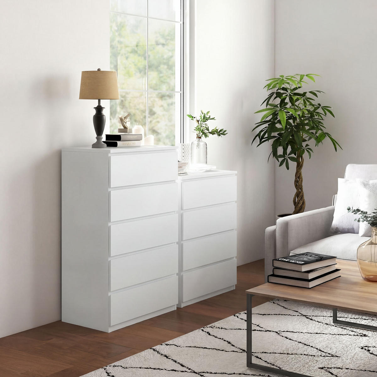 KOMMODE Weiß grifflos 60/40/80 cm - Weiß, Holzwerkstoff (60/80/40cm) - PANGIVO