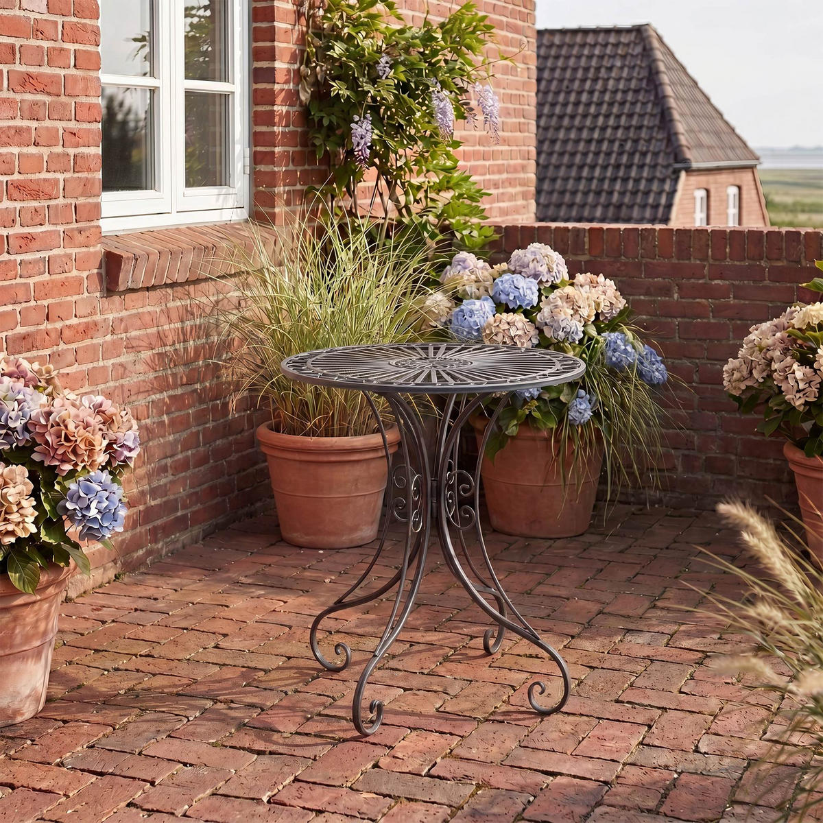 GARTENTISCH rund Ø70 cm Metall Anthrazit - Anthrazit, Metall (70/70/73cm) - CLP