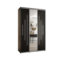 SCHWEBETÜRENSCHRANK 235,2/150/60 3-türig - Silberfarben/Schwarz, Holz/Metall (150/235/60cm) - Abiks Möbel