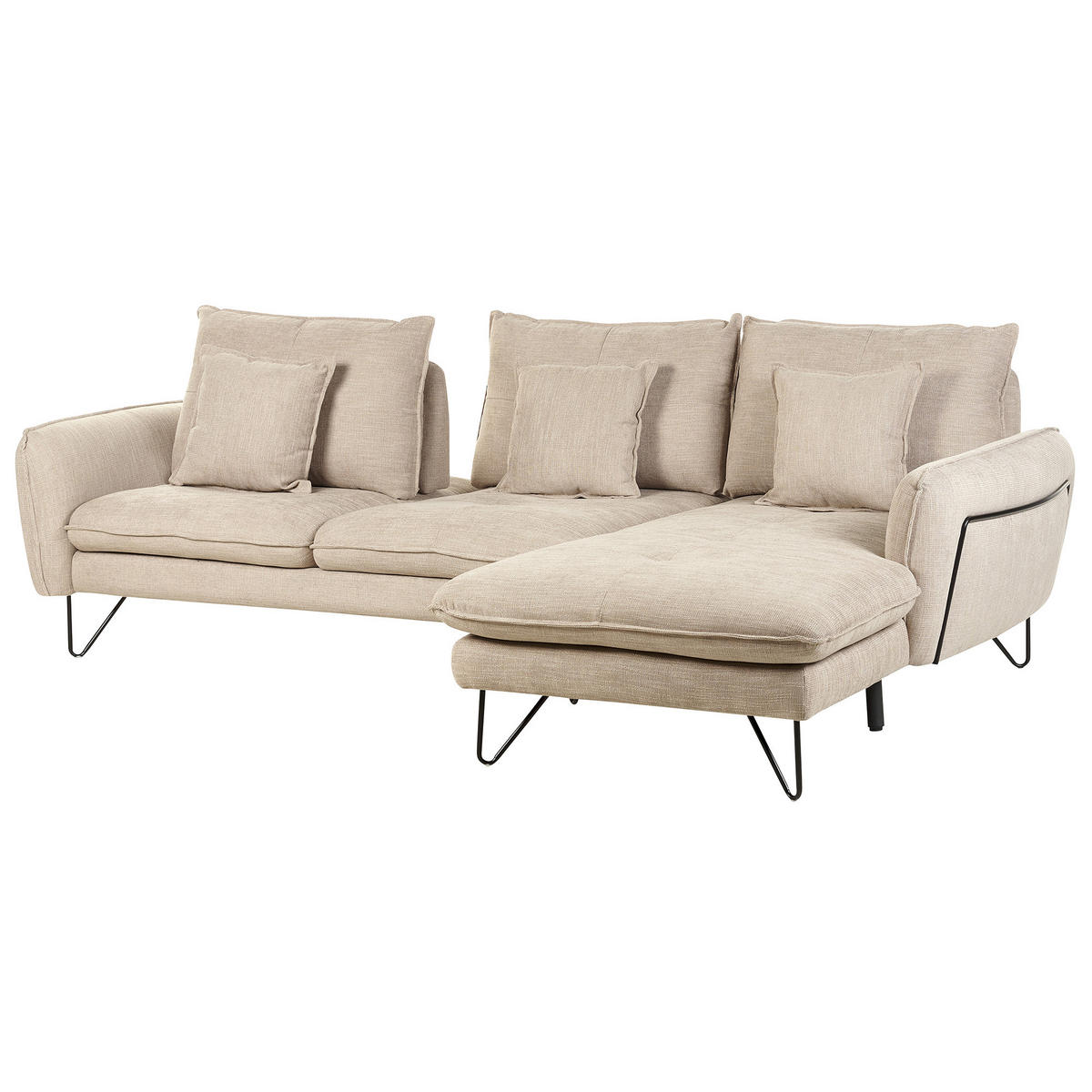 3-SITZER-ECKSOFA Chenillegewebe Beige rechtsseitig Sersan - Beige, Textil (258/179cm) - Beliani