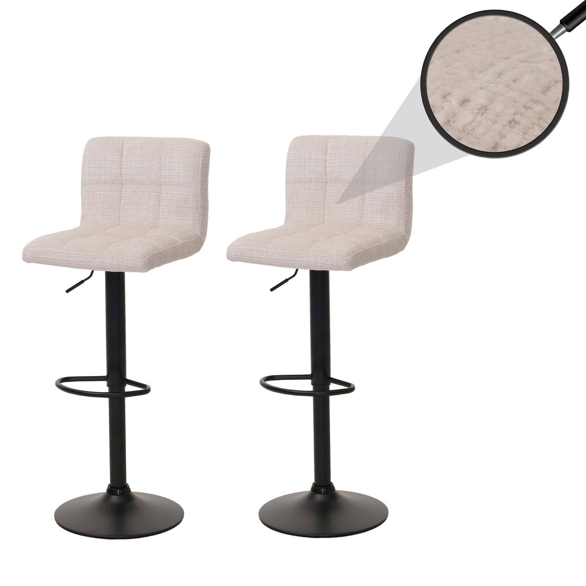 BARHOCKER Beige 2er-Set - Beige, Textil (38/107/41cm) - MCW